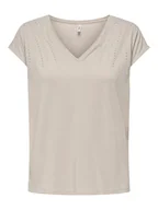 Koszulki i topy damskie - ONLY Koszulka w kolorze beżowym - miniaturka - grafika 1