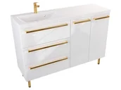Szafki łazienkowe - Szafka Stojąca Z Umywalką ATH 120 cm SD Lewa - Biały Wysoki Połysk - Uchwyty Złote Polerowane - miniaturka - grafika 1