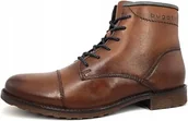 Botki męskie - Bugatti Brązowe Męskie Trzewiki Skórzane 43 Żfi - miniaturka - grafika 1