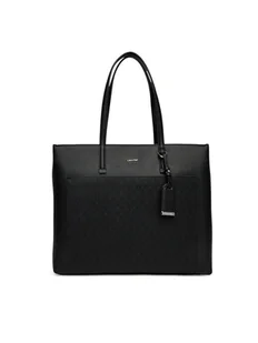 Calvin Klein Torebka Ck Must Aop Medium Shopper W/Poc LV04F3225G Czarny - Torebki damskie - miniaturka - grafika 1