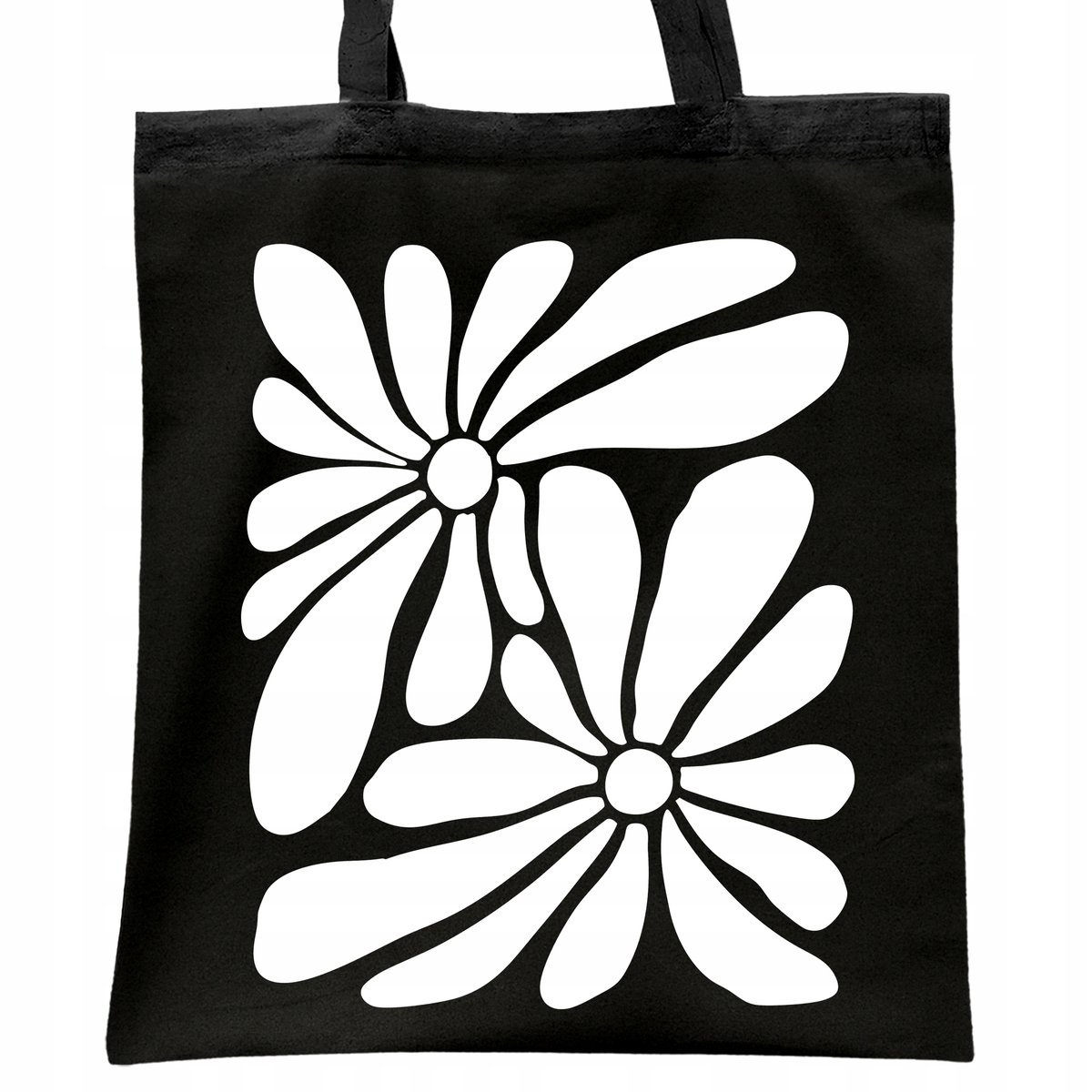 Torba bawełniana czarna na zakupy Kwiaty Abstrakcja