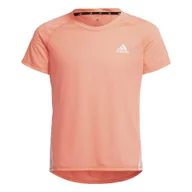 Odzież sportowa dziecięca - Koszulka z krótkim rękawem dla dzieci Adidas Aeroready Three Stripes Łosoś - miniaturka - grafika 1