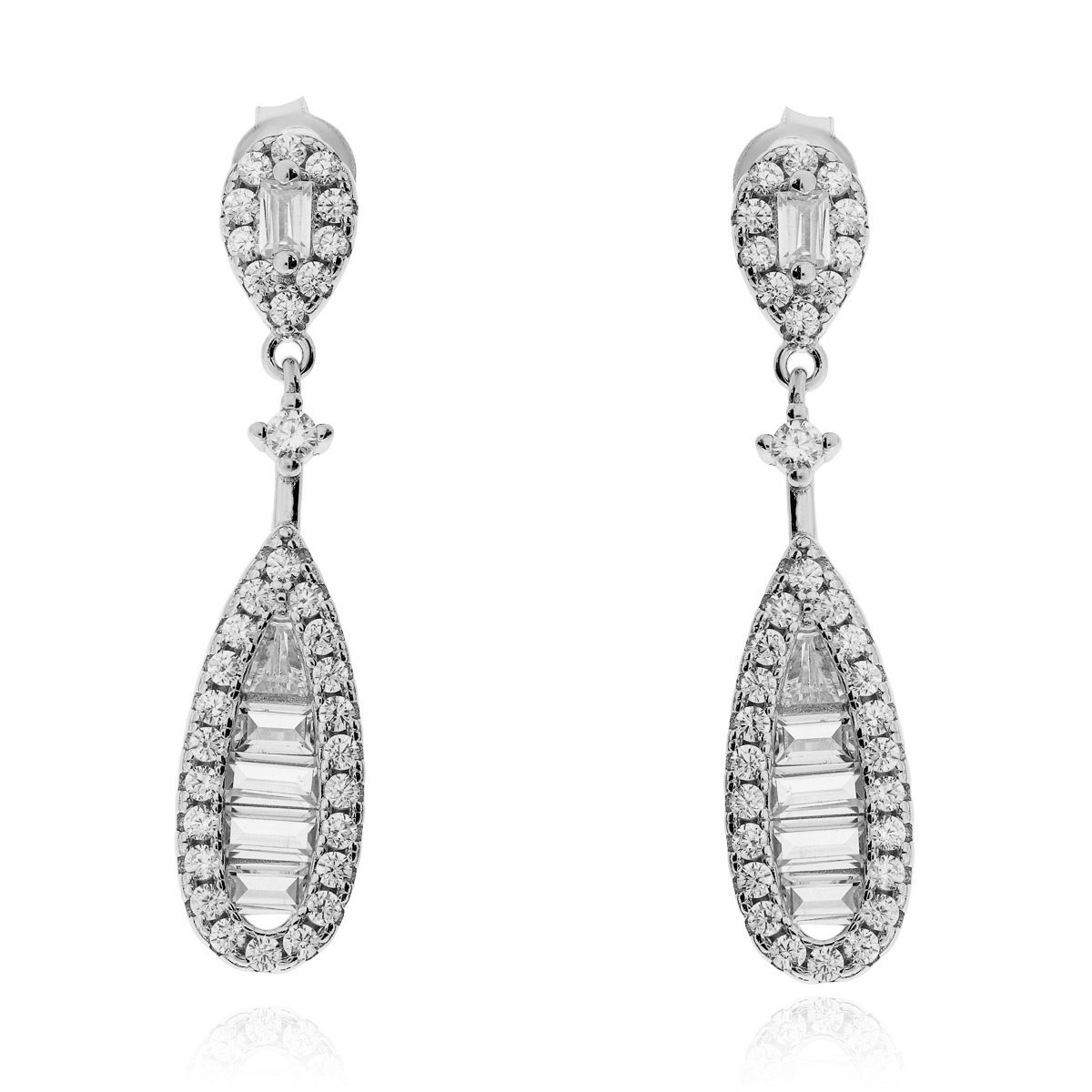 Srebrne kolczyki wiszące łezki z cyrkoniami sztyfty pr. 925