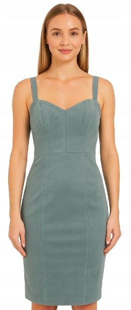 GUESS SUKIENKA OŁÓWKOWA MIDI GORSETOWA NA RAMIĄCZKACH S GXB