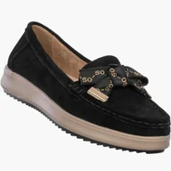 Mokasyny damskie - Mokasyny Damskie Skórzane Buty Eleganckie Półbuty Czarne Filippo DP6457/26 Czarny 37 - miniaturka - grafika 1