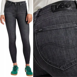 Lee SCARLETT HIGH ZIP Last Strike szare wysokie rurki z zamkami 7/8 W33 L31 - Spodnie damskie - miniaturka - grafika 1