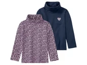 Bluzki dla dziewczynek - lupilu® Golfy dziewczęce z bawełną, 2 sztuki (Granatowy/śliwkowy/różowy, 86/92) - miniaturka - grafika 1