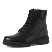 Botki damskie - Tamaris Damskie sztyblety Lace Boot Flat 1-25217-45, czarna skóra, 41 EU, czarna skóra, 41 EU - miniaturka - grafika 1