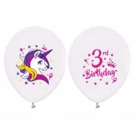 Urodziny dziecka - Godan Balony lateksowe Jednorożec na trzecie urodziny - 30 cm - 5 szt. GZ-3JED - miniaturka - grafika 1
