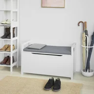 Szafki na buty - SoBuy FSR76-W Ławka z miejscem do przechowywania Ławka skrzyniowa Skrzynia na zabawki Ławka na buty Biały - miniaturka - grafika 1
