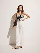 Spodnie damskie - Reserved - Szerokie spodnie z zakładkami - złamana biel - miniaturka - grafika 1