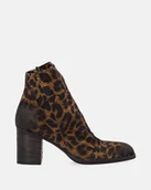 Botki damskie - Brązowe botki damskie zamszowe w panterkę - Venezia - miniaturka - grafika 1