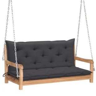 vidaXL Lumarko Huśtawka ogrodowa z antracytową poduszką, 120 cm, drewno tekowe 3062865 - Huśtawki - miniaturka - grafika 1
