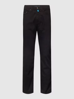Spodnie męskie - Jeansy o kroju tapered fit z naszywką z logo ‘Lyon’ - grafika 1