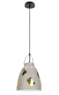 Lampy sufitowe - Szara lampa wisząca z chromowanymi elementami - D150 Hummo - miniaturka - grafika 1