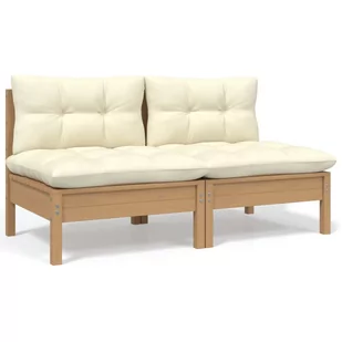 vidaXL 2-osobowa sofa ogrodowa z kremowymi poduszkami drewno sosnowe 806661 - Sofy ogrodowe - miniaturka - grafika 3