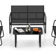 Meble ogrodowe - 4-częściowy zestaw mebli ogrodowych, meble tarasowe z delikatnym ruchem kołysania,zestaw mebli ogrodowych z 2 krzesłami, ławką i stołem, do ogrodu, - miniaturka - grafika 1