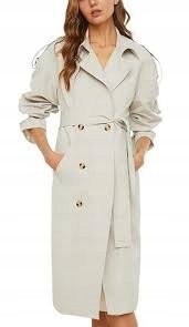 TRENDYOL TRENCZ PŁASZCZ DO KOLAN SZARY Z PASKIEM 34 5AA