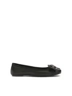 Baleriny - Czarne skórzane baleriny z dużą kokardą - 35 - miniaturka - grafika 1