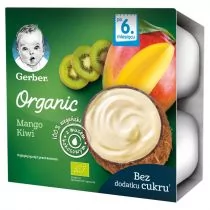 Gerber Nestlé Organic Mango Kiwi deserek z musem kokosowym dla dzieci 6m+ 4 x 90 g 1144829 - Desery dla dzieci - miniaturka - grafika 1