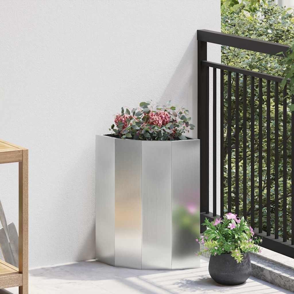 vidaXL Doniczka Różnorożna Srebrny 30 x 30 x 50 cm Stal galwanizowana