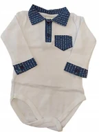 Body dla niemowląt - BODY CHLOPIĘCE Z KOŁNIERZYKIEM BIAŁE MAKOMA 0326 80 - miniaturka - grafika 1
