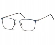 Okulary korekcyjne, oprawki, szkła - Sunoptic Oprawki korekcyjne zerówki okulary męskie prostokątne 893B grafitowy + granatowy - miniaturka - grafika 1