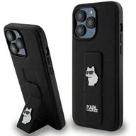 Etui i futerały do telefonów - Etui Karl Lagerfeld KLHCP13LGSACHPK Apple iPhone 13 / 13 Pro hardcase Gripstand Saffiano Choupette Pins czarny/black - miniaturka - grafika 1