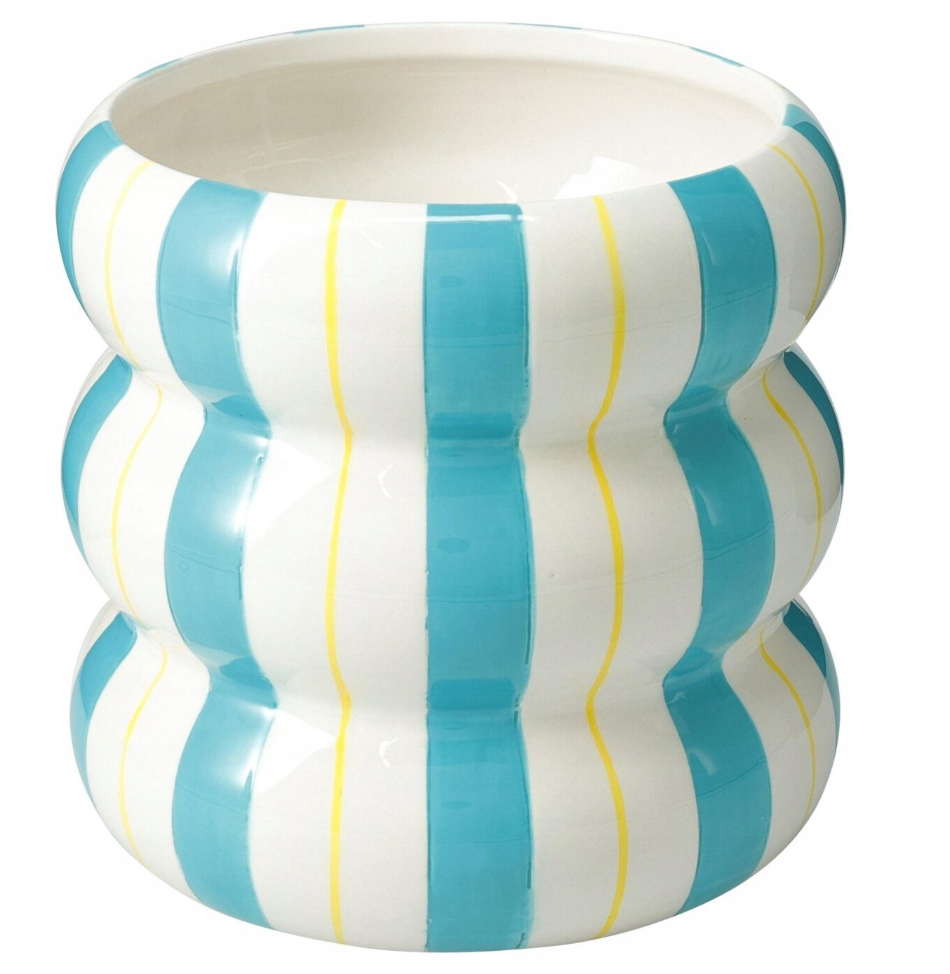 Ceramiczna osłona na doniczkę w paski LINJE, 14 cm