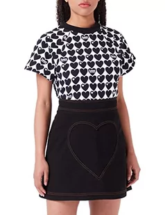 Love Moschino Damska mini sukienka z nadrukiem maxi z motywem serca, czarna, 38, czarny, 38 - Sukienki - miniaturka - grafika 1