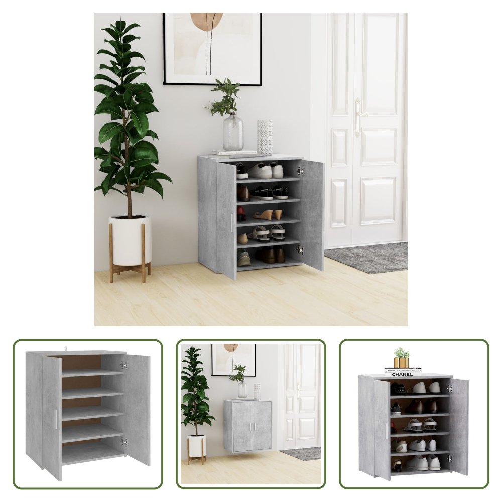 The Living Store Szafka na buty betonowa szara 60x35x70 cm materiał drewnopochodny