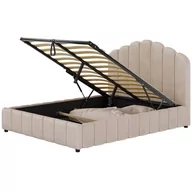 Łóżka - Łóżko tapicerowane 160x200 LB-149 z pojemnikiem, beż, welur - miniaturka - grafika 1