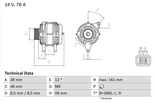 BOSCH Alternator 0 986 049 570 - Alternatory - miniaturka - grafika 1