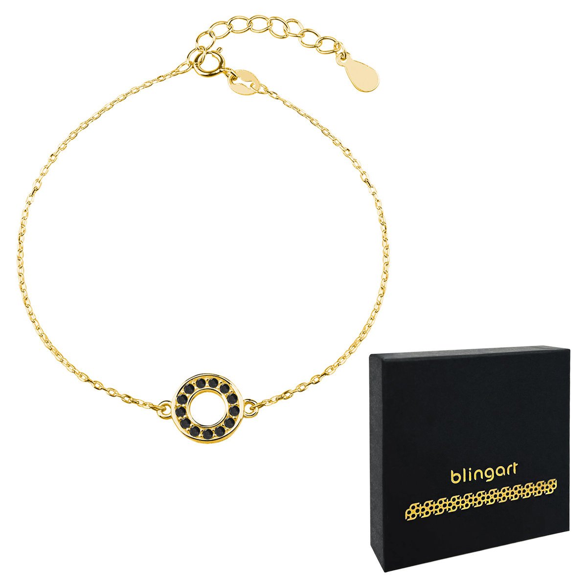 Bransoletka damska pozłacana CYRKONIE ankier SREBR