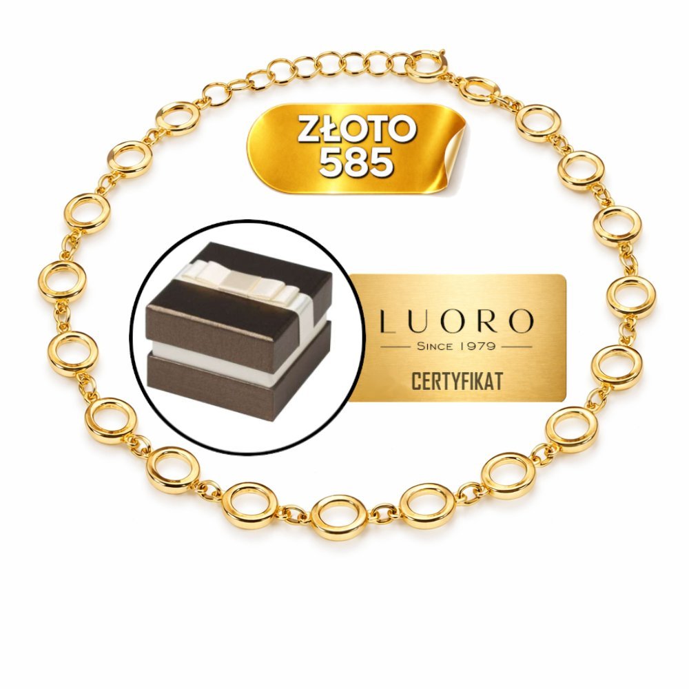 BRANSOLETKA ZŁOTA 585 14K KÓŁECZKA 17 CM + 3 CM REGULACJA ELEGANCKA