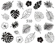 Sztuczne paznokcie i akcesoria - Naklejki wodne na paznokcie CZARNA MONSTERA - 510 - miniaturka - grafika 1