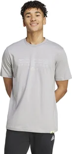 Adidas Koszulka męska adidas Tech Linear Graphic szara IY0728 L - Koszulki męskie - miniaturka - grafika 1