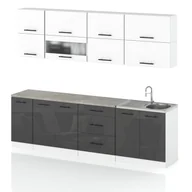 Meble kuchenne - Meble kuchenne nowoczesne kuchnia robo lux 2.6m modułowe biały szary połysk - miniaturka - grafika 1