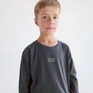 Bluzki dla chłopców - Reserved - Longsleeve z nadrukiem - ciemnoszary - miniaturka - grafika 1