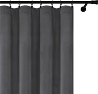 Zasłony - Voppi Zasłona welurowa grafitowa na taśmie marszczącej 140 x 250 cm zasłona okienna na żabki agrafki tunel - miniaturka - grafika 1