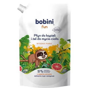 BOBINI Fun Płyn do kąpieli i żel do mycia - o zapachu cytrusów - Wysoka piana REFILL 500 ml - Kosmetyki kąpielowe dla dzieci - miniaturka - grafika 1