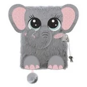 Szkolne artykuły papiernicze - St. Majewski Pamiętnik A5 Włochacz z kłódką 3D My Little Friend Elephant 96 kartek - miniaturka - grafika 1