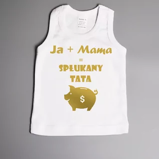 Body - Ja + Mama = spłukany tata - złoty nadruk - koszulka na ramiączkach - grafika 1