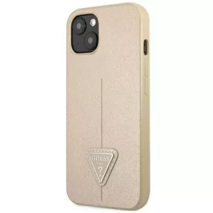 Guess Etui GUHCP14MPSATLE do Apple iPhone 14 Plus 6,7" beżowy/beige hardcase SaffianoTriangle Logo - Etui i futerały do telefonów - miniaturka - grafika 2