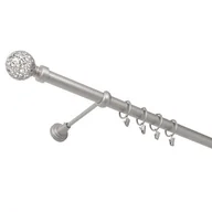 Karnisze - Karnisz pojedynczy 25 mm srebro mat 200 cm Kula Retro żabka - miniaturka - grafika 1