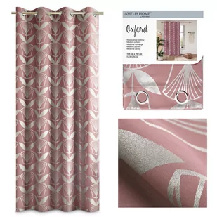 Różowa zasłona AmeliaHome Floris, 140x250 cm - Zasłony - miniaturka - grafika 1