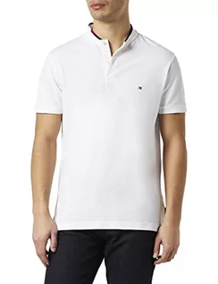 Koszulki męskie - Tommy Hilfiger Męska koszulka polo Mao Collar Logo Slim S/S, biały, 3XL - grafika 1