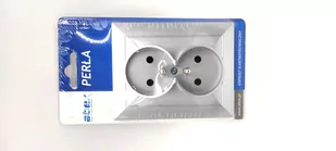 Abex Perła srebrny gniazdo podwójne +0) PT-6P PT-6P-srebrny - Gniazdka elektryczne - miniaturka - grafika 1