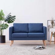 Sofy i kanapy - vidaXL vidaXL 2-osobowa sofa tapicerowana tkaniną, niebieska - miniaturka - grafika 1
