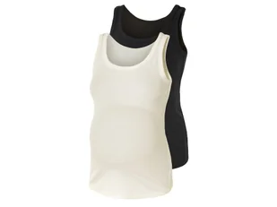 esmara® Top ciążowy prążkowany z bawełną organiczną, 2 sztuki (XL (48/50), Czarny/ biały) - Bluzki ciążowe - miniaturka - grafika 1